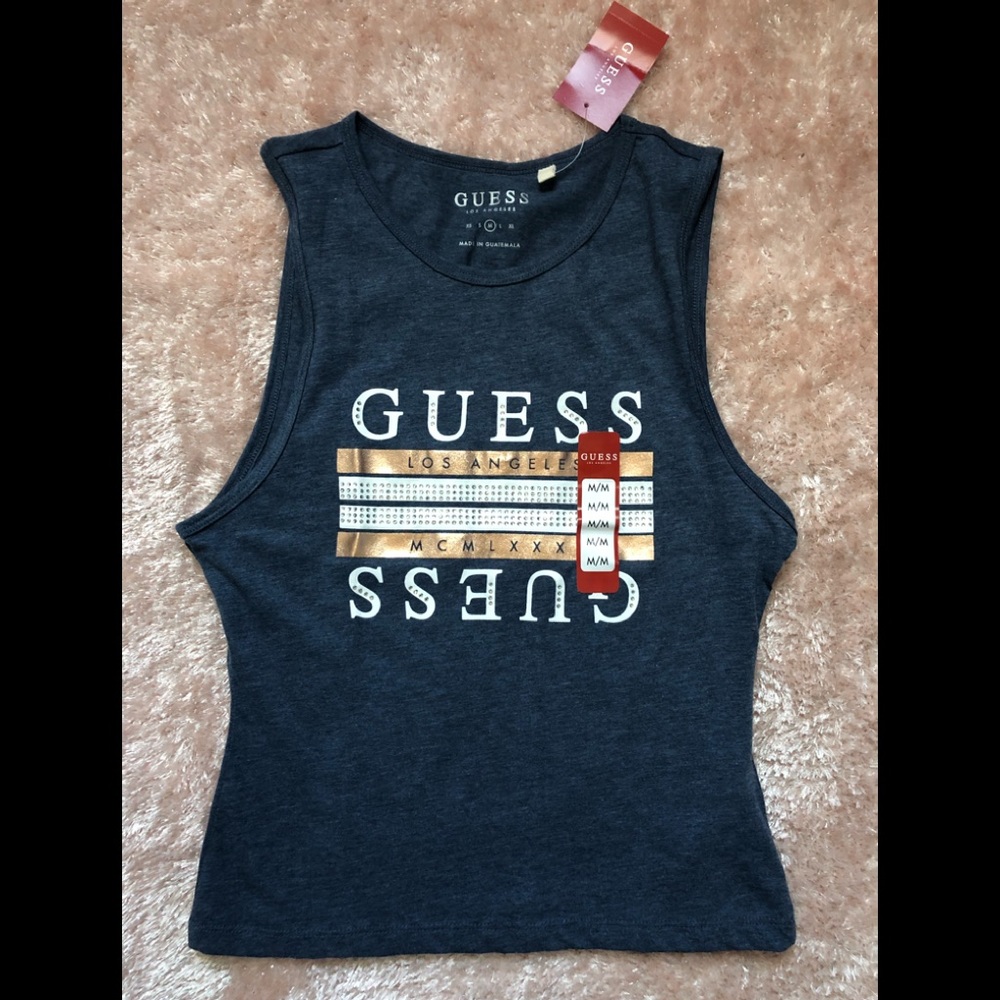 Guess blue logo tank